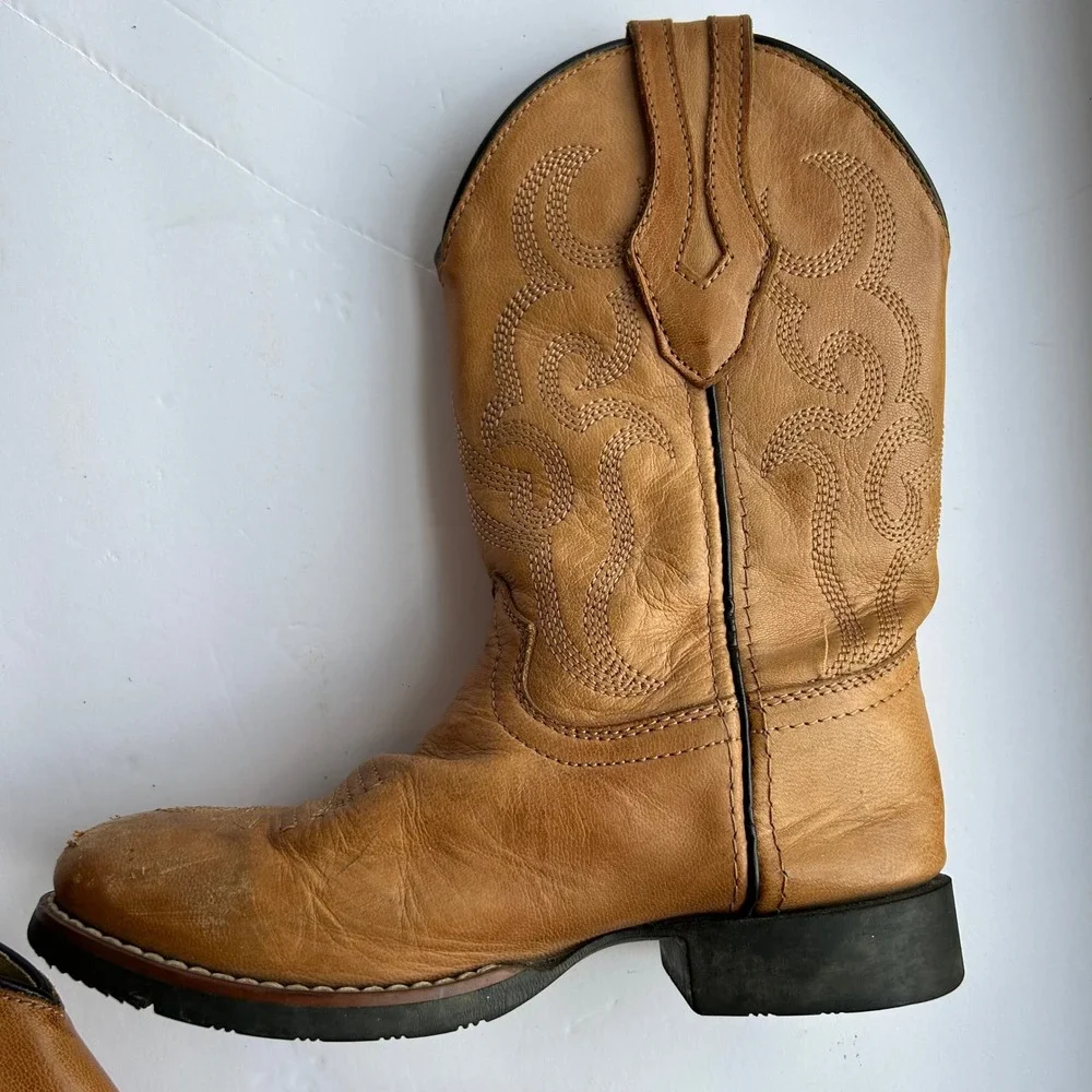 Cody James Showdown Cowboy Boots‎ Youth Kids 13.5 Tan Leather Western Stitched